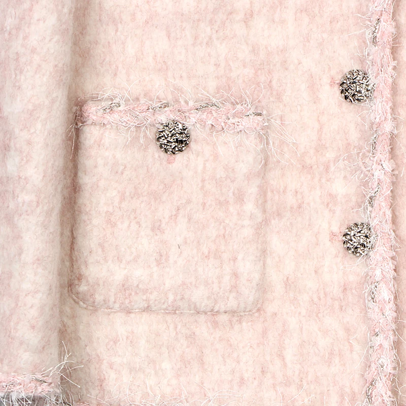 2025 New Fashion Elegant and Comfortable Tweed Wool Jacket Pink Temperament Lady Top - Image 4