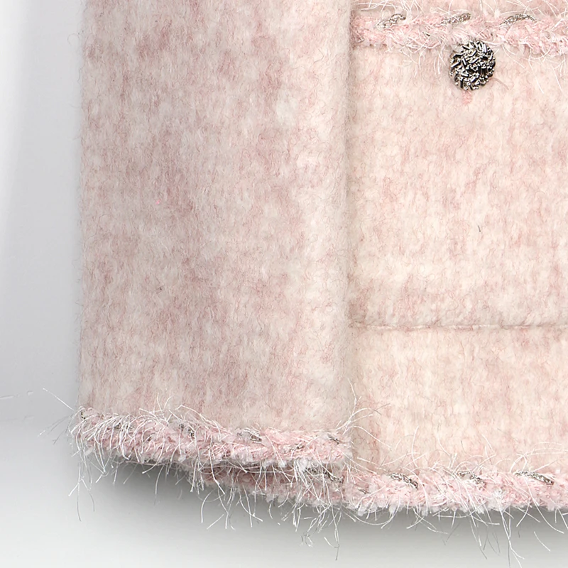 2025 New Fashion Elegant and Comfortable Tweed Wool Jacket Pink Temperament Lady Top - Image 5