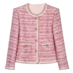 2025 New Fashion Round Neck Celebrity High-end Heavy Industry Sequin Temperament Design Casual Tweed Jacket