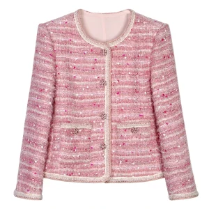 2025 New Fashion Round Neck Celebrity High-end Heavy Industry Sequin Temperament Design Casual Tweed Jacket