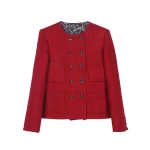 2025 New Retro Red Small Fragrance Style French Tweed Double-breasted Design Jacket