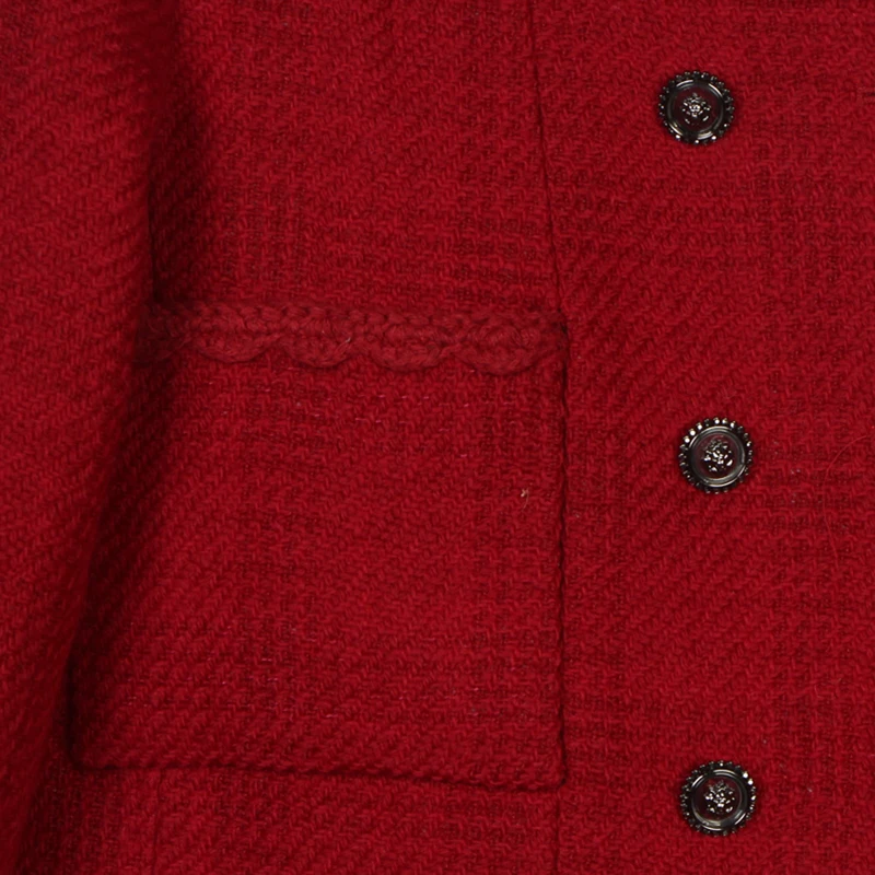 2025 New Retro Red Small Fragrance Style French Tweed Double-breasted Design Jacket - Image 4