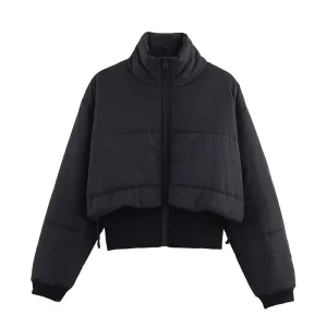 2025 Winter Jacket For Women Splicing Short Parka Coat Female Long Sleeve Cropped Jackets Woman Fashion Street New Outerwears