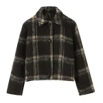 2025 Women Autumn Jacket Fashhion Wool Plaid Short Coat Female High Street Long Sleeve Jackets For Women Casual New Outerwears