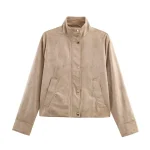2025 Women Autumn Jacket Fashion Suede Short Coat Female High Street Long Sleeve Jackets For Women Casual New Outerwears