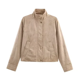 2025 Women Autumn Jacket Fashion Suede Short Coat Female High Street Long Sleeve Jackets For Women Casual New Outerwears