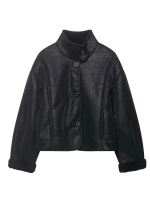 2025 Women's Autumn New Leather Jacket Fashion Loose Long Sleeve Short Jackets Coat Female Street Chic Casual New Outerwear