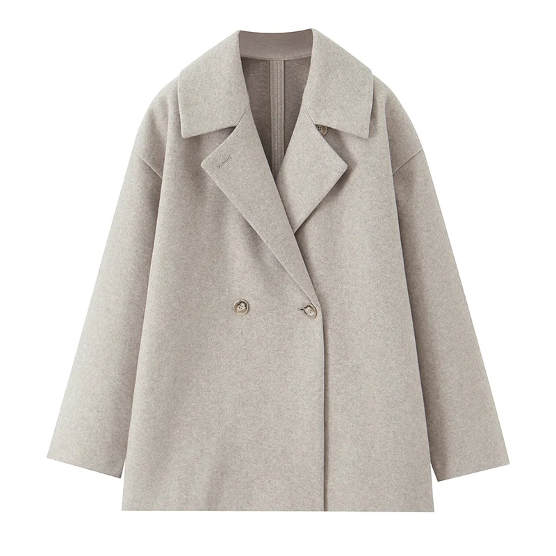 2025 Women's Autumn Winter New Jackets For Women Outerwear Fashion Lapel Collar Double Breasted Soft Loose New Coats - Image 3