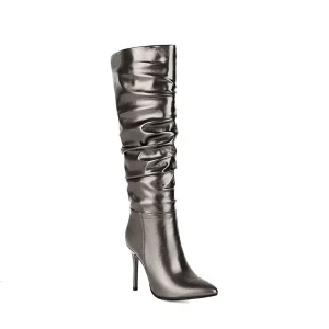 2025 autumn and winter boots stiletto heel new but knee boots golden high heel knight boots