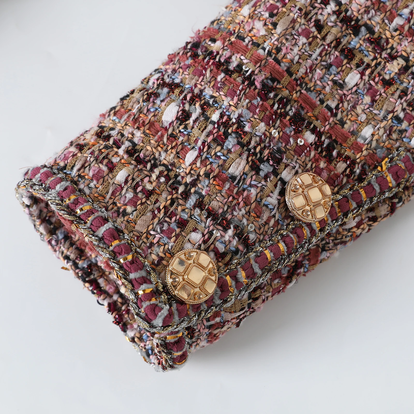 2025 new fashion round neck light luxury noble lady high-end temperament design tweed jacket - Image 6