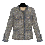 2025 new fashionable age-reducing and slimming tweed jacket for celebrities with high-end design and temperament