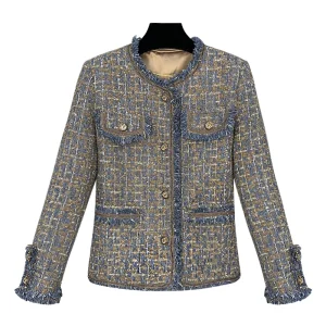 2025 new fashionable age-reducing and slimming tweed jacket for celebrities with high-end design and temperament