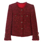 2025 new fashionable round neck elegant and comfortable high-end temperament design casual tweed jacket for ladies