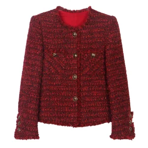 2025 new fashionable round neck elegant and comfortable high-end temperament design casual tweed jacket for ladies