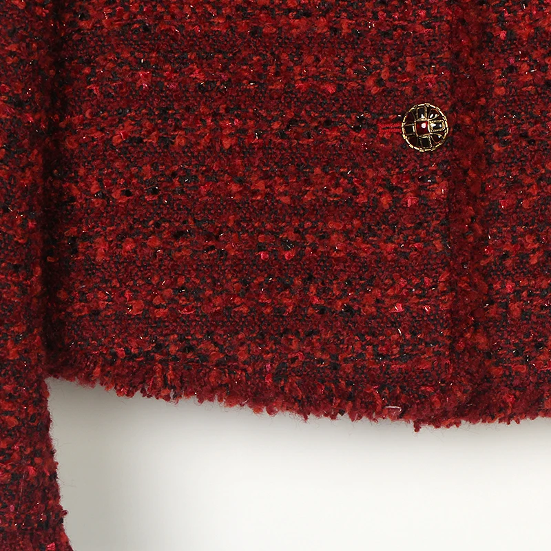 2025 new fashionable round neck elegant and comfortable high-end temperament design casual tweed jacket for ladies - Image 5