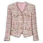 2025 new style V-neck fashionable and elegant socialite high-end temperament design casual tweed jacket