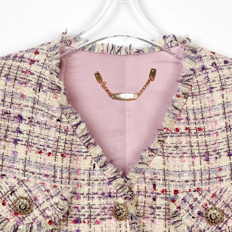 2025 new style V-neck fashionable and elegant socialite high-end temperament design casual tweed jacket - Image 3