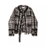 2025 new style fashionable and elegant heavy-duty black gold tassel wool temperament tweed jacket