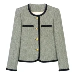 2025 new style fashionable round neck celebrity high-end temperament design casual tweed jacket