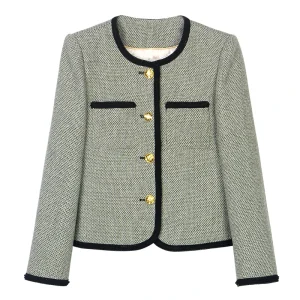 2025 new style fashionable round neck celebrity high-end temperament design casual tweed jacket
