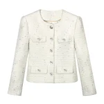 2025 new style fashionable round neck noble light luxury celebrity high-end temperament design tweed jacket
