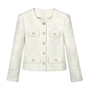 2025 new style fashionable round neck noble light luxury celebrity high-end temperament design tweed jacket