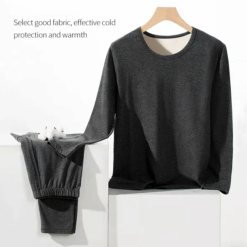 Autumn and Winter Men's Long-sleeved Trousers Suit Comfortable Leisure Sports Warm Suit Plus Size Fat Men's Home Underwear Suit - Image 3