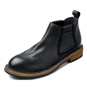 British Style Men's Chelsea Boots New Fashion Male Spring Boots Genuine Leather Retro Ankle Boots Business Dress Shoes
