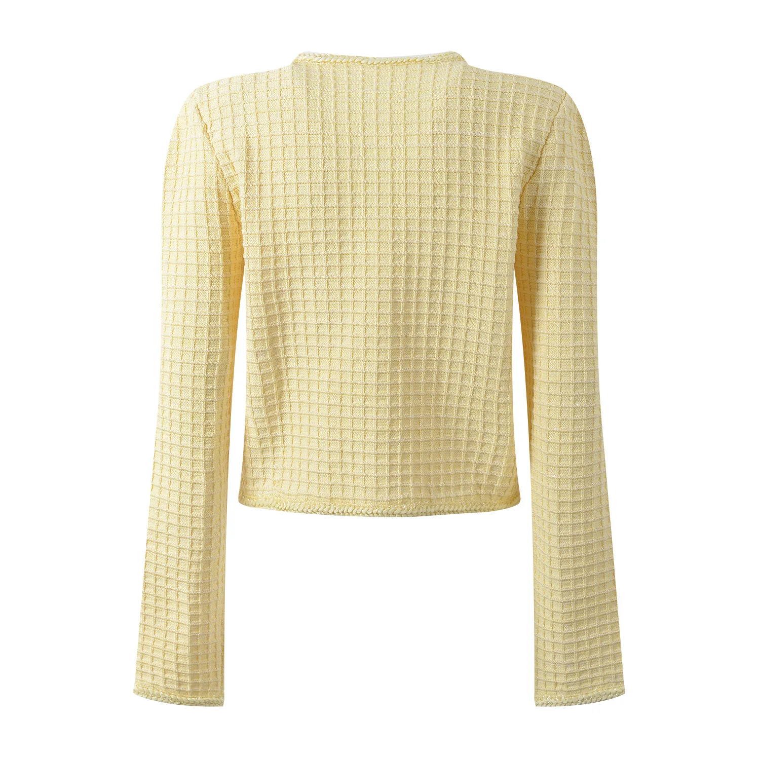 Cream yellow knitted coat + skirt set 2024 spring/autumn women's new small fragrant top ruffled skirt 2 sets - Image 4