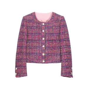 Exquisite elegant retro and colorful woven with various yarns soft and lightweight small fragrance style versatile jacket