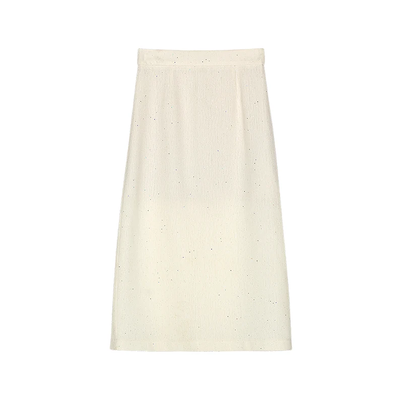 Exquisite high-end elegant temperament heavy industry nail bead small fragrant style short sleeved T-shirt+skirt set - Image 5