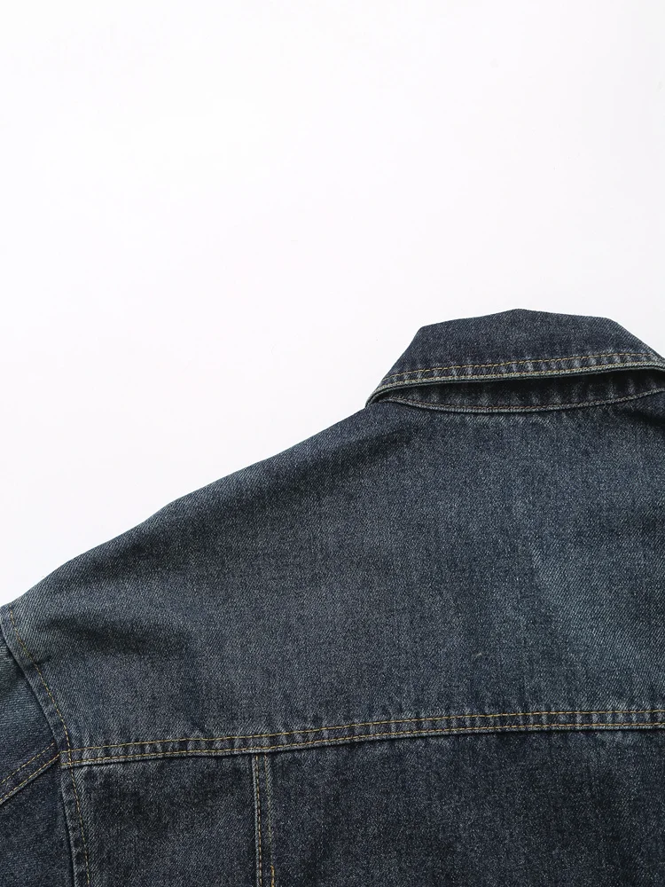 Fall Women's Denim Jacket with Heart Pocket. Chic French-Inspired & Casual Outerwear. - Image 3