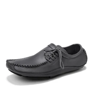 Fashion Men Loafers Shoes Leather Casual Men's Flats Design Lace-Up Plus Size 38-47 Men Moccasins Driving Shoes