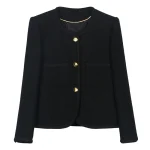 Fashionable round Neck Single-Breasted Celebrity Style High-End Temperament Small Fragrance Design Jacket Top