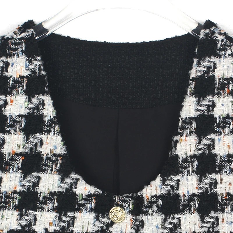 Fashionable temperament Thousand Bird grid small fragrant style vest with camisole design cardigan short top for women - Image 3