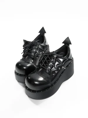 Hunting Heart Devil Gururu Original Subcultural Punk Hot Girl Thick Soled Leather Shoes Japanese Retro Gothic Style Single Shoes