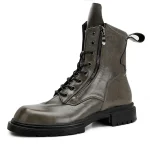 Leather Men Outdoor Tooling Military Boots High-top Trendy Zipper Ankle Boots Platform Moto Biker Boots Men Botas Hombre