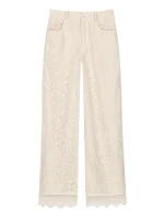Light luxury socialite high-end temperament, heavy industry sequin small fragrance style lace hollow straight leg pants