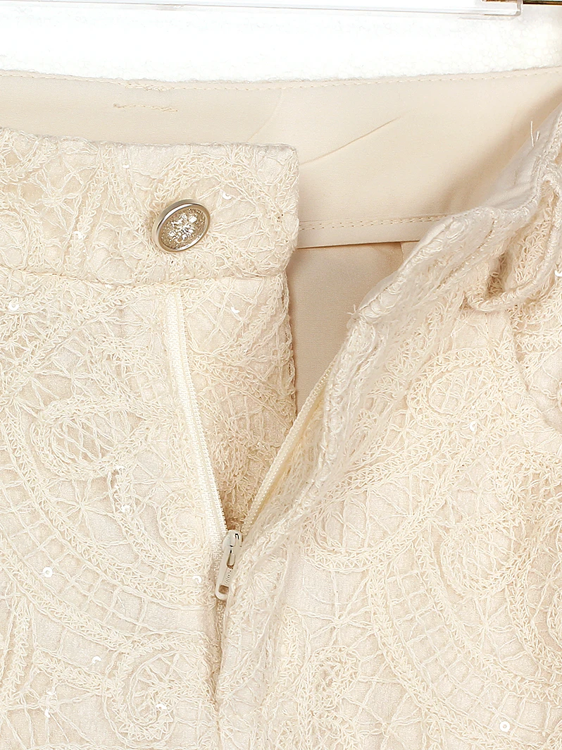 Light luxury socialite high-end temperament, heavy industry sequin small fragrance style lace hollow straight leg pants - Image 3