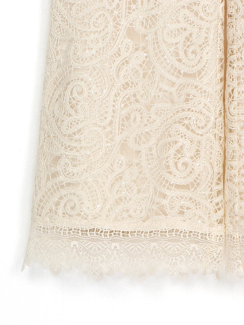 Light luxury socialite high-end temperament, heavy industry sequin small fragrance style lace hollow straight leg pants - Image 6