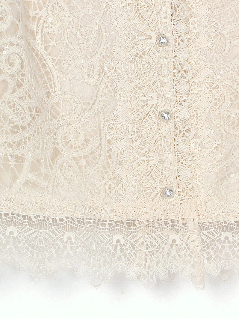 Light luxury socialite high-end temperament heavy industry sequin small fragrance style lace hollow vest hooded top - Image 4