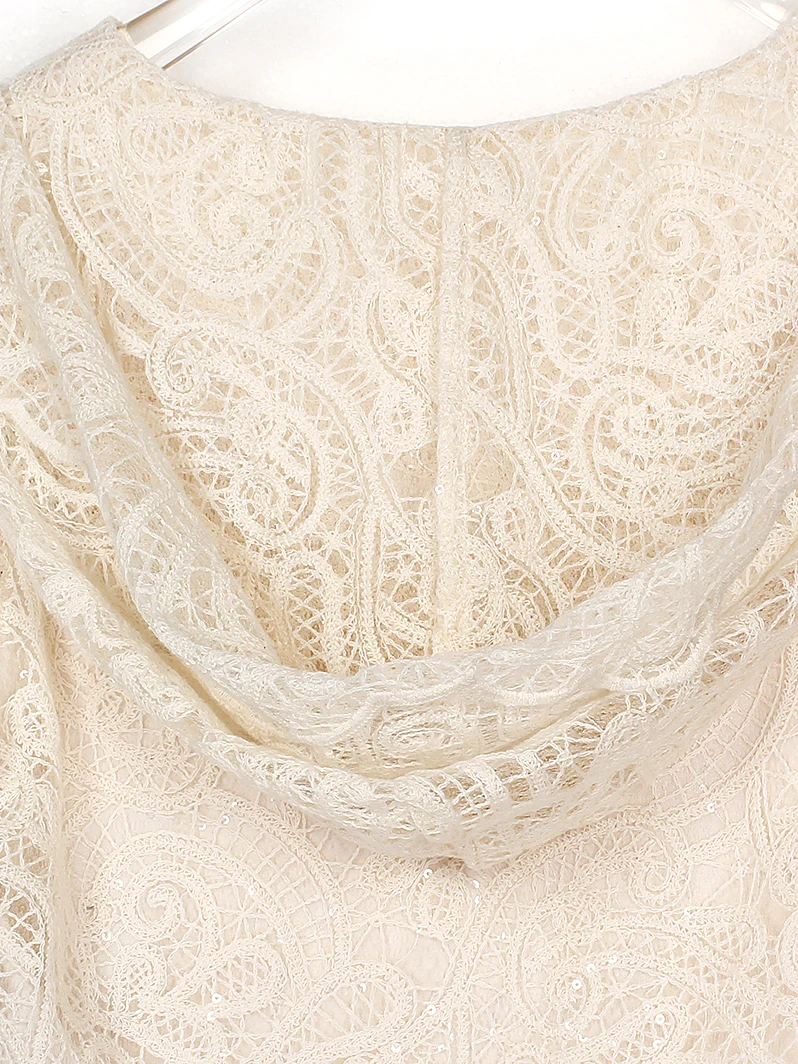 Light luxury socialite high-end temperament heavy industry sequin small fragrance style lace hollow vest hooded top - Image 6