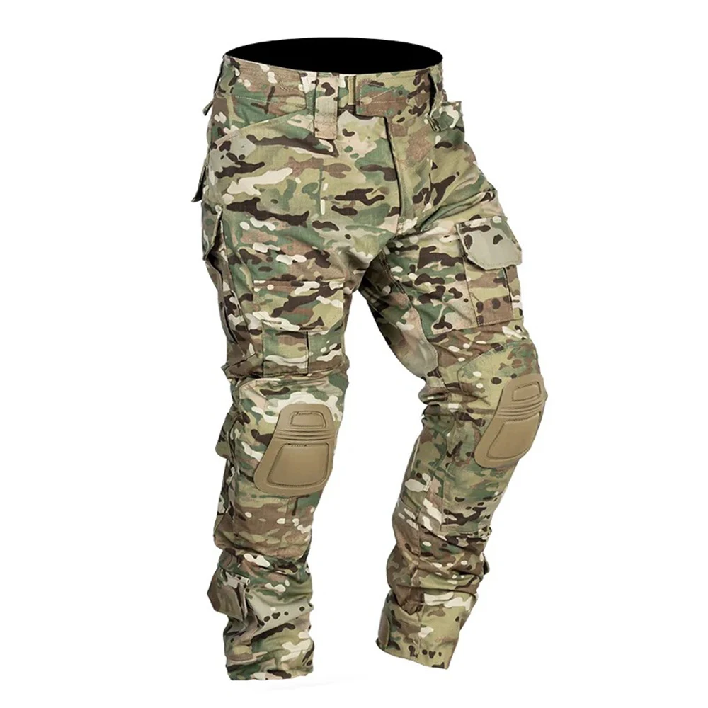 Men Combat Pants With Knee Pads Tactical Cargo Sport Long Trousers Camouflage Multicam Trekking Hunting Clothes