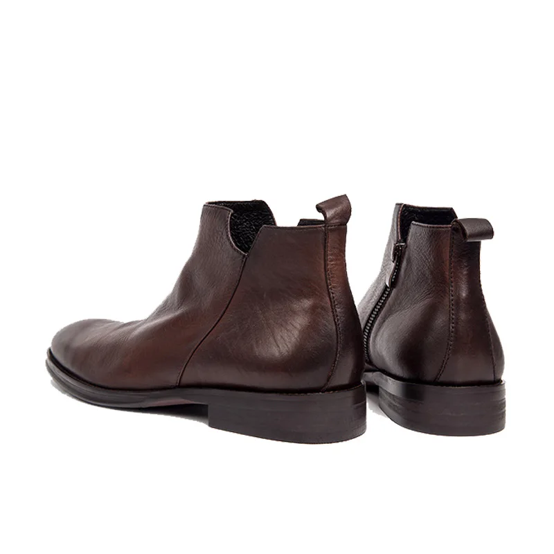 Men's Classic Retro Genuine Leather Chelsea Boots Men Fashion Ankle Boot Mens Casual British Style Short Boot High-Top Shoes - Image 3