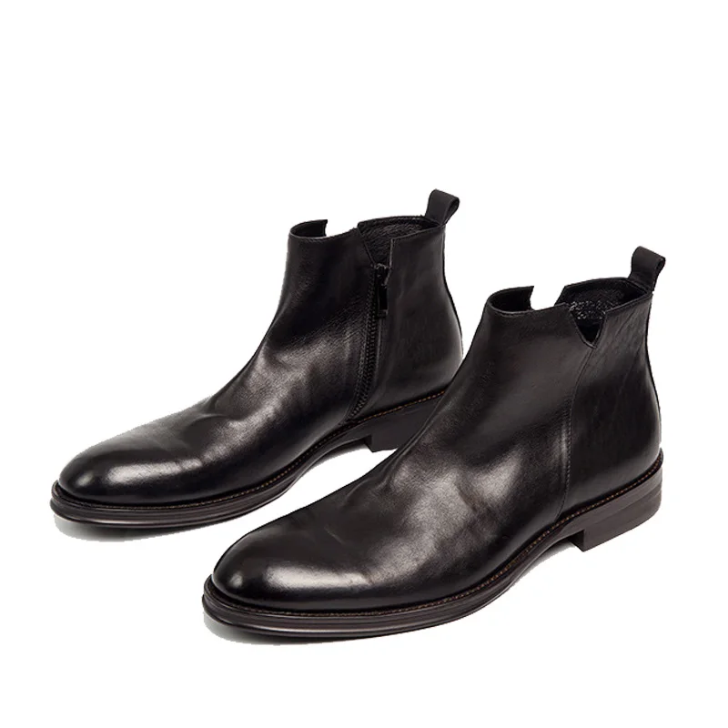 Men's Classic Retro Genuine Leather Chelsea Boots Men Fashion Ankle Boot Mens Casual British Style Short Boot High-Top Shoes - Image 5