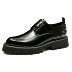 Men's New Business Dress Shoes Thick Sole Round Toe Genuine Leather Lace-up Men's Shoes Wedding Shoes Cowhide Shoes