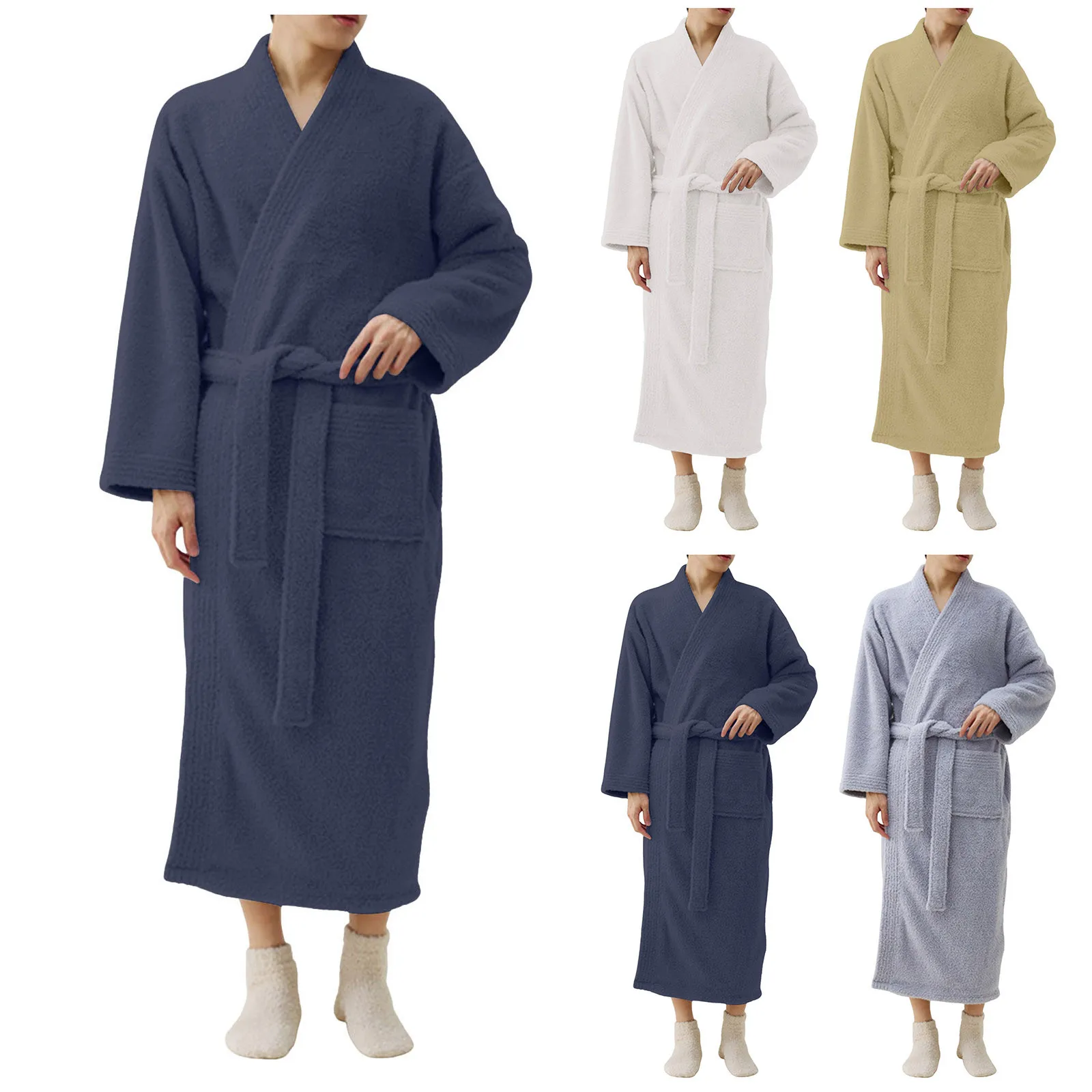 Mens Bathrobe Set For Men Absorbent Bathrobe Luxurious Cloth Bathrobe 6 Memory Foam - Image 4