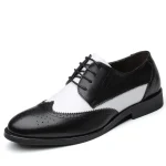 Mens Dress Shoes Elegent Black White Leather Shoes Men Oxfords Fashion British Design Mens Wedding Dress Formal Party Shoes