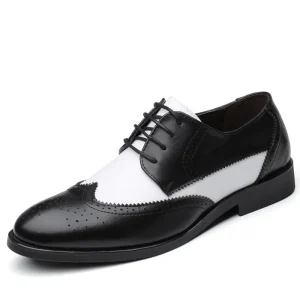 Mens Dress Shoes Elegent Black White Leather Shoes Men Oxfords Fashion British Design Mens Wedding Dress Formal Party Shoes