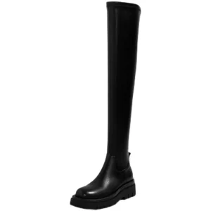 New Autumn Elastic Boots Large Matsutake Thick Sole Slim Knee Length Boots for Women